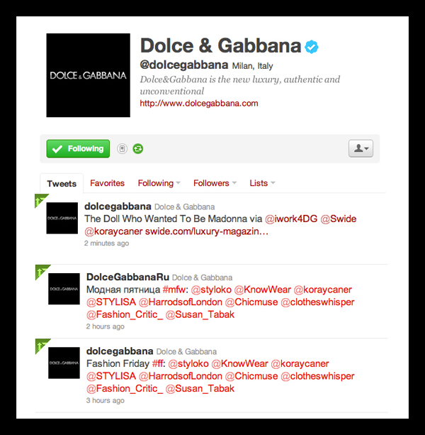 Dolce & Gabbana Twitter